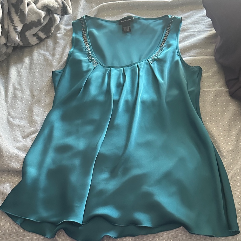 Spense Teal Sleeveless Blouse